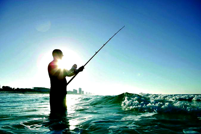 fishing from the surf in Panama City Beach, Florida